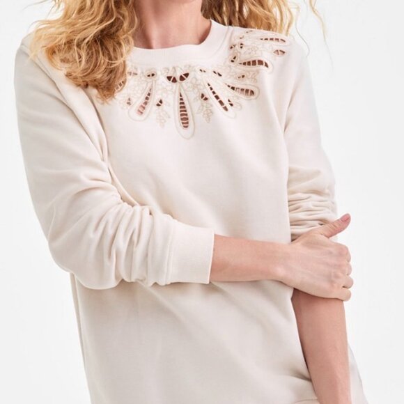 Women's Embroidery Crewneck Sweatshirt - Picture 2 of 3